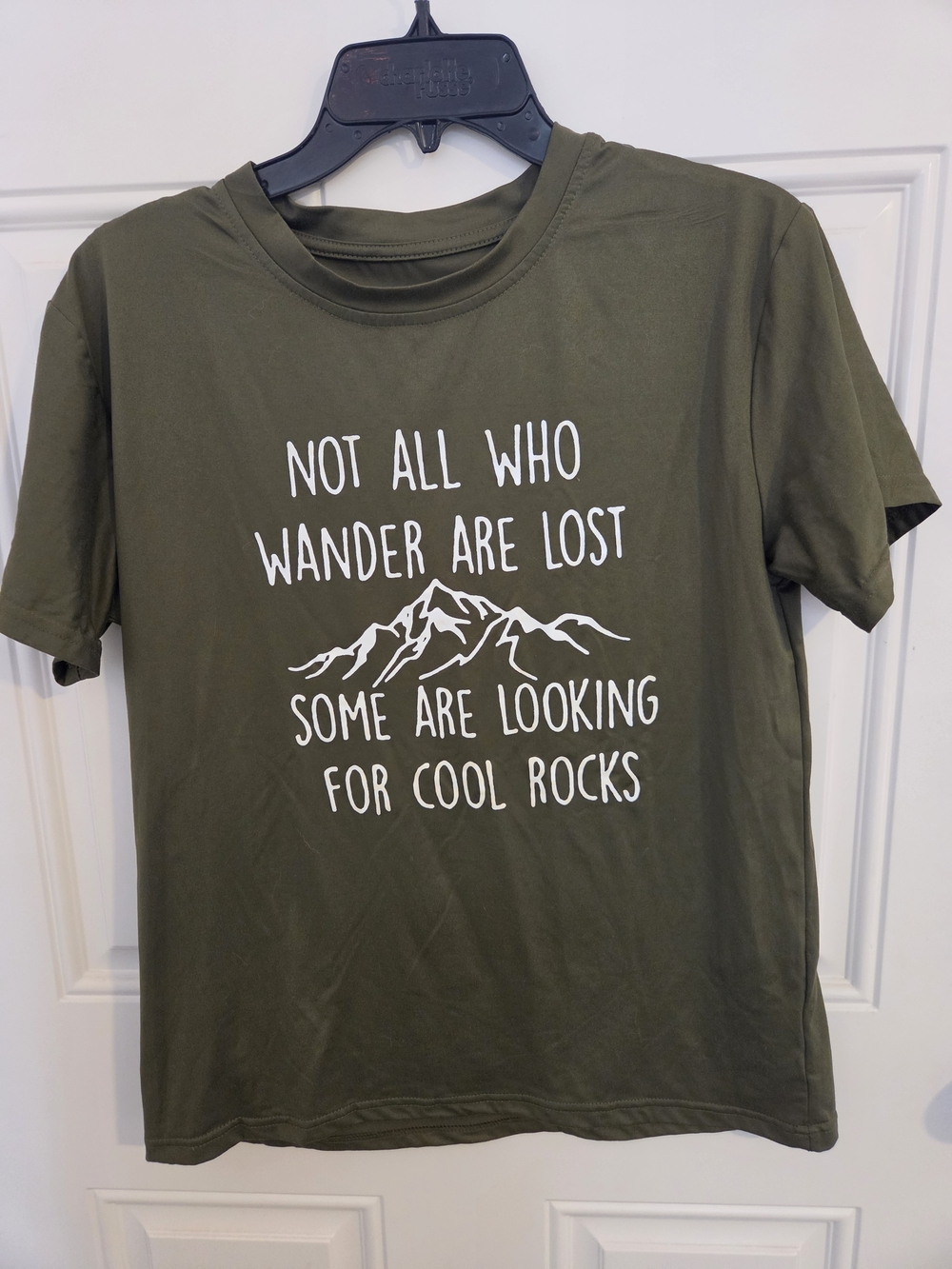 Olive Green Mountain Graphic Tee - 'Cool Rocks' Quote